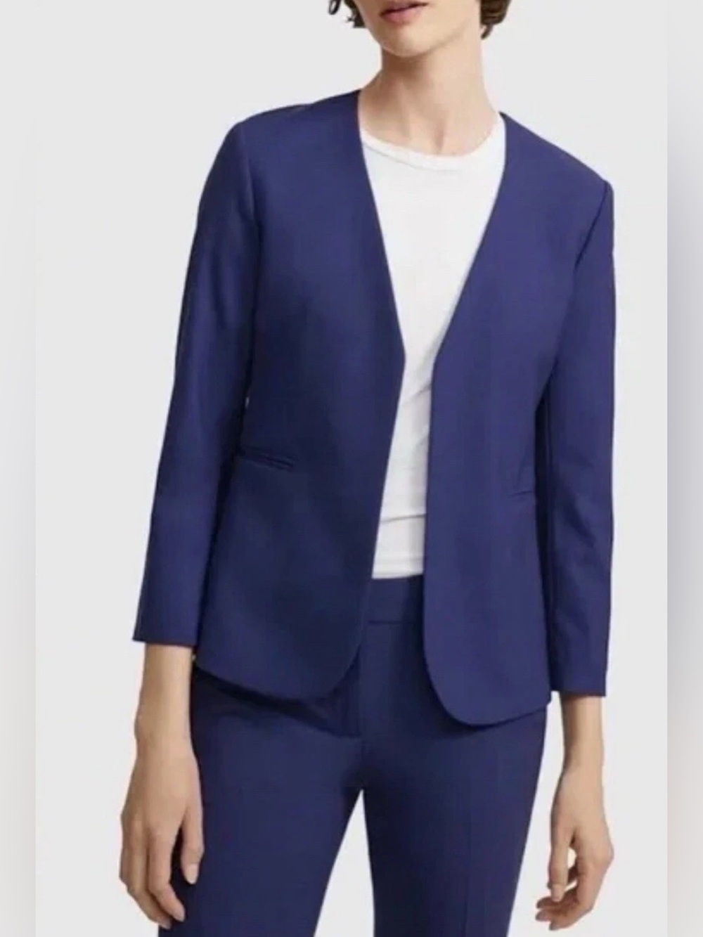 Theory Lindrayia B Wool Blend Blazer | Navy Blue | Size 16